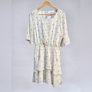 BB Dakota Black & Ivory Polka Dot Dress Small